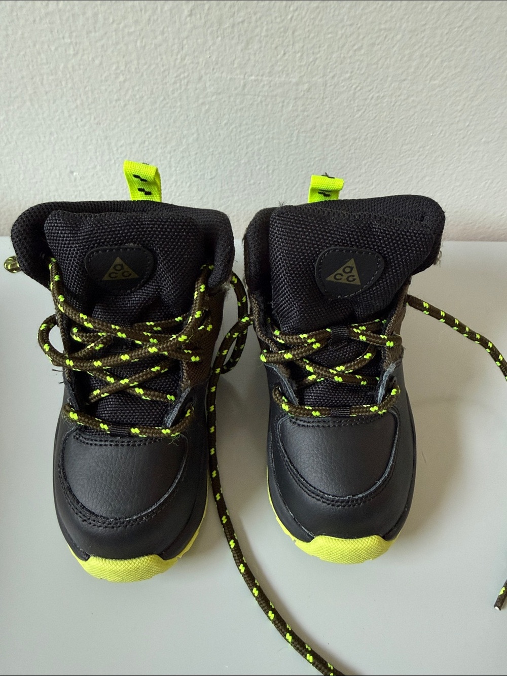 Nike Kids Black and Neon Yellow Lace-Up Sneakers
